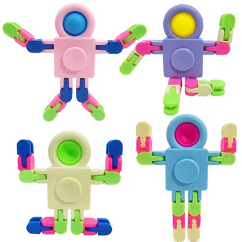 1/3/5pcs Copii Împinge Bule de Relief de Stres Degetul Frământa ToySpace Robot Frământa Jucării Lanț Spinner Antistres Lanț de Rotație Cadouri