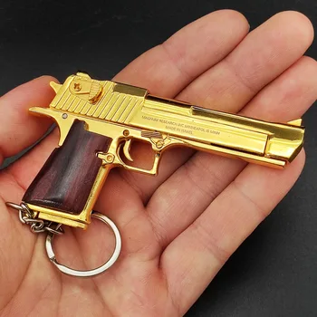 1:3 Desert Eagle Metal Pistol de Model Maner din Lemn placat cu Aur Breloc Pistol Pandantiv Mini Pistol Pentru Adult Copii Cadou