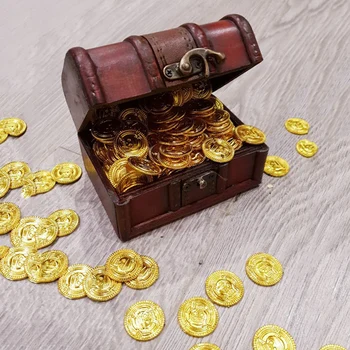 100 buc Plastic Craniu Nava Pirat Comoara de Aur Monede de Halloween vanatoare de comori de Monede de Joc pentru Copii Childlder