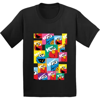100% Bumbac,Sesame Street Cookie Monster și Elmo Model Copii tricou Copil Amuzant Haine Baieti/Fete de Desene animate T-shirt,GKT269