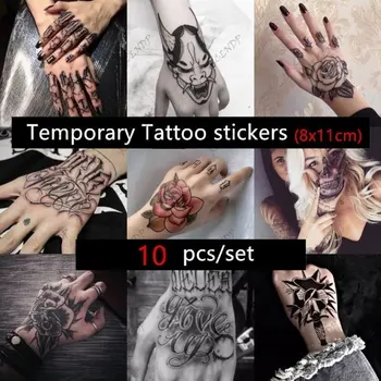 10buc Impermeabil Tatuaj Temporar Autocolante Flori Litere limba engleză Braț, Umăr, Picior, Corp Fals Tatuaj Flash Tatuaj pentru Barbati Femei