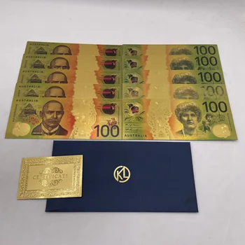 10buc/set Nou Australia de 100 de Dolari în Aur a Bancnotelor Colorate Placat cu Folie de Aur a Bancnotelor în Monedă de Colectare