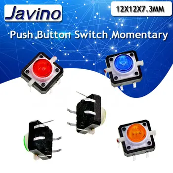 12 * 12 led-uri mici, 4-pini buton reset microîntrerupător cu roșu, galben, albastru, verde și alb lumini Comutator de Moment