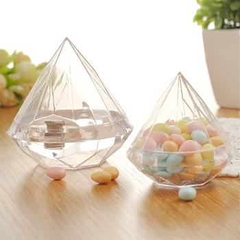 12buc/Set Cutie de Bomboane Alimente Grad Plastic Transparent Forma de Diamant Cutie de Bomboane Recipient pentru Copii Cadouri de Nunta Cutie