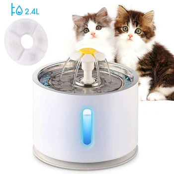 2.4 L Automată animale de Companie Pisica de Apa Fantana Cu LED-uri Electrice Mut de alimentare cu Apă USB Bautor Castron Pet cismea Dozator