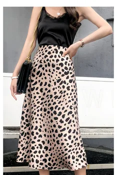 2020 Casual Femei Leopard Fuste Femei Cu Talie Înaltă Genunchi-Lungime Fuste A-Line Moda Elastic Talie Fuste Femei Hip Bodycon