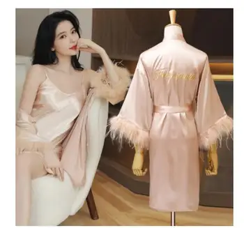 2021 Nou Stil Kimono-Halat Femei Îmbrăcăminte De Noapte Din Satin Mireasa, Domnisoara De Onoare La Nunta Halat De Baie Rochie De Lenjerie Intima Pijamale De Vara