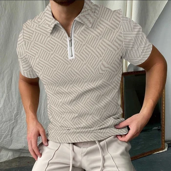 2022 de Vară de Înaltă calitate de moda casual Polo cămașă Low-cheie de culoare solidă tricou Birou bărbați fermoar rever T-shirt pentru haine de stradă
