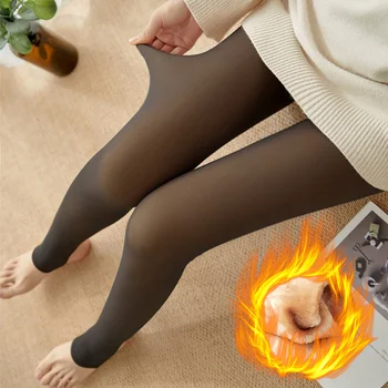 2022 Translucid Pantaloni de Lână Șosete de Iarnă de Stocare Fals Chilot Femei Termice Pantaloni Fleece Căptușit Cald Legging Colanti