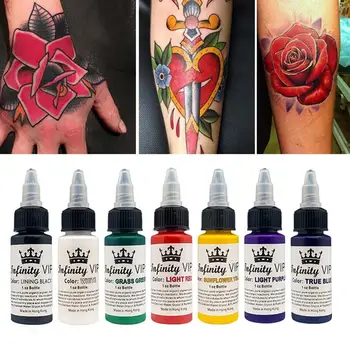 30ml/Flacon De Plante Naturale Pure de Cerneală Tatuaj 7 Culori Pigment Tatuaj Bărbați Ușor Semi-Permanent, Tatuaj de Culoare Femei Instrumente Cr S6R2