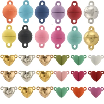 5Sets Dragoste Inima în Formă de Minge de Metal Magnetic Puternic, cu Cleme de Legătură Capace de Capăt Pentru a Face Bijuterii DIY Cuplu Brățară Colier