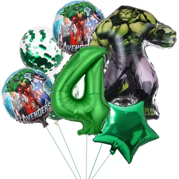 7pcs Marvel Super-Erou Hulk Tema Baloane 32inch Număr Verde Băiat Ziua de nastere Decor Petrecere Copil de Dus pentru Copii Jucarii Cadou Globos