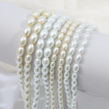 90-120Pc Alb Fildeș Forma Ovala Sticlă, Imitații de Perle Margele Pentru Bijuterii DIY Femeie Colier Bratari