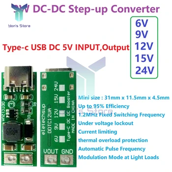 9W Tip C USB 5V DC de 9V/12V/15V/24V DC-DC Step Up Modul de Alimentare cu Energie Boost Converter PWM MFP Voltage Regulator Module