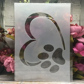 A4 29cm animale de Companie Pisica Laba Inima DIY Stratificare Sabloane Pictura pe Perete Album de Colorat Relief Album Decorative Șablon