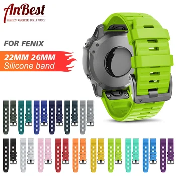 ANBEST 26mm 22mm Banda pentru Garmin Fenix 6X/ 6X Pro/5X/3 Curea Silicon Moale pentru Fenix 6/6 Pro/5/5 Plus Smartwatch Accesorii