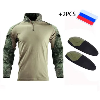 Armata rusă Tricouri cu Tampoane de Luptă Tactice Tricou Barbati din Bumbac Militare Tricou Multicam Haine de Camuflaj Cămașă Lungă Mens Îmbrăcăminte