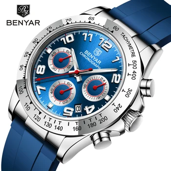 BENYAR Nou de Lux Bărbați Cuarț Ceas de Brand de Top din Oțel Inoxidabil Cronograf rezistent la apa 30M Ceas Sport pentru Barbati reloj hombre
