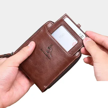 Bărbați cu Fermoar portofel din Piele Portofel pentru Barbati Blocare RFID ID-ul Titularului Cardului de Credit Mini Geanta cu Bani Portofele Om