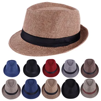 Bărbați Fedora Jazz și Lenjerie de Bumbac Pur Pălărie Tata Pălărie Imitație Lenjerie de pat Parasolar Soare Pălăria Albă Pălăria Fedora Pălărie de Nunta