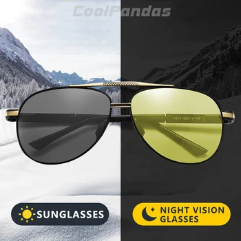CoolPandas Brand Bărbați ochelari de Soare Aviație Fotocromatică Zi de Viziune de Noapte Drivng Ochelari Polarizati pentru Femei Ochelari de gafas de sol mujer