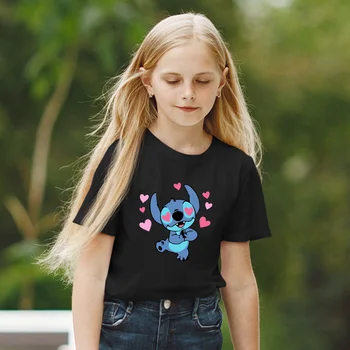 Copii T Shirt Lilo & Stitch Model De Desen Animat Disney Vara Noi Produse Alb Negru Copii T-Shirt Dropship Unisex Moda