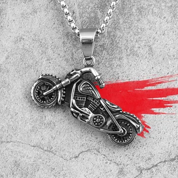 Călăreț motocicleta Motociclist de Mult Oamenii Colier Pandantiv Lanț Punk pentru Prietenul de sex Masculin Bijuterii din Oțel Inoxidabil de Creativitate Cadou en-Gros