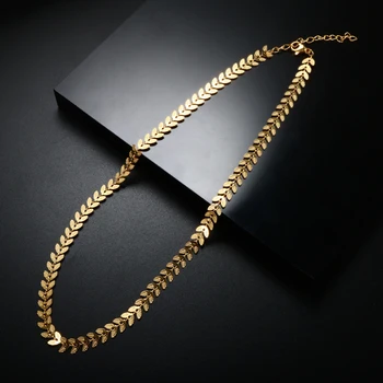 De Lux Din Oțel Inoxidabil Frunze Lanț Colier Placat Cu Aur Cravată Clavicula Lanț Colier Pentru Femei Cadouri Bijuterii