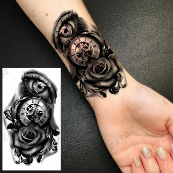 Deochi De Flori De Trandafir Tatuaje Temporare Pentru Femeie Adulți Realist Busola Autocolant Tatuaj Fals De Mână Rezistent La Apă Tatuaje Decalcomanii