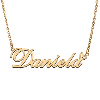 Dragoste Inima Daniela Numele Colier pentru Femei din Oțel Inoxidabil, Aur & Argint Plăcuța Pandantiv Femme Mama Copilului Fetele Cadou
