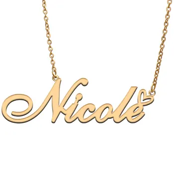 Dragoste Inima Nicole Numele Colier pentru Femei din Oțel Inoxidabil, Aur & Argint Plăcuța Pandantiv Femme Mama Copilului Fetele Cadou