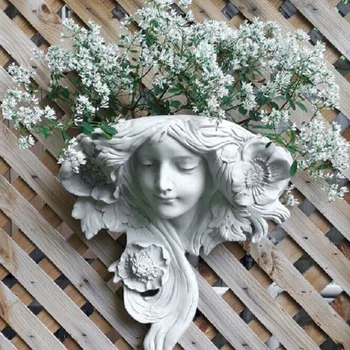 Fata Misterioasa Statuie Ghiveci Inovatoare Agățat De Perete De Plantat Oală Pentru Decor Vaza Cap Ornament Decor Acasă
