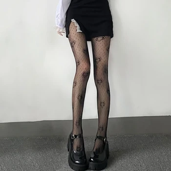 Femei Ciorapi Jambiere Japoneză Lolita Scobite Ciorapi De Plasă Model Inima Chilot Sexy Ciorap Negru Fierbinte De Vânzare