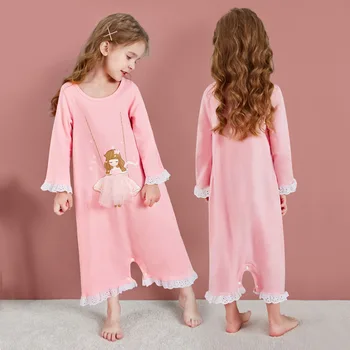 Fete Cămașă De Noapte, Pijamale 2022 Primăvară Copii Pijamale Roz Desene Animate Printesa Cu Mâneci Lungi-O Bucată De Pijamale Pentru Copii 3-12 Ani