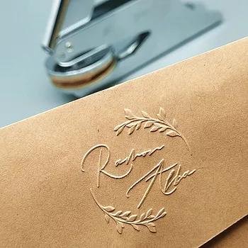 Fierbinte Personaliza Timbru sec cu Logo-ul Dvs.,Cleste Sigiliu Personalizat Relief Sigiliu pentru Cap Scrisoare de Nunta Plic din Piele