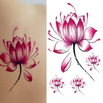 Floare de Lotus Tatuaje, Autocolante Temporare de Arta Corp Impermeabil Tatuaj pentru Femei Lady Impermeabil Autocolante
