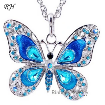 Fluture Colier Fluture bijuterii accesorii de Toamna populare hip email fluture cristal pandantiv colier lung lanț de femei