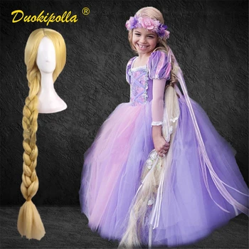 Halloween Rapunzel Dress Up pentru Copii Petrecere Încurcat Coaplay Costum Fantasia Infantil Costum de Craciun pentru Fete Rapunzel Păr