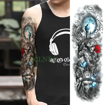 Impermeabil Tatuaj Temporar Autocolant Magic Război Fluture brat de mari dimensiuni fals tatuaj flash mare tatoo sleeve pentru barbati femei