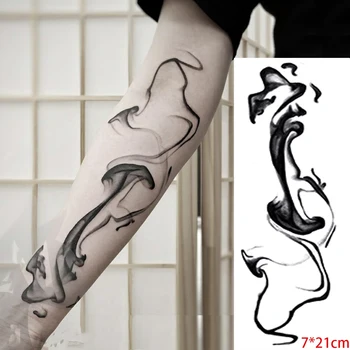 Impermeabil Tatuaj Temporar Autocolant Negru Design Abstract Chineză Apă și Cerneală Tatuaj Fals Flash Tatuaj Body Art pentru Femei Barbati