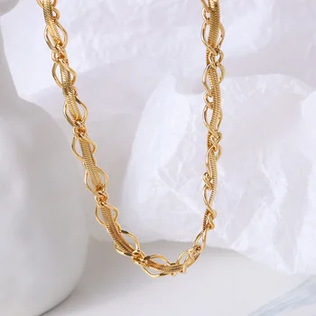 INS Fierbinte Hiphop Simplu de Aur din Oțel Inoxidabil de Culoare Lanț de Șarpe Înfășurat Colier Bratara Set pentru Femei Fată la Modă de Bijuterii Cadou