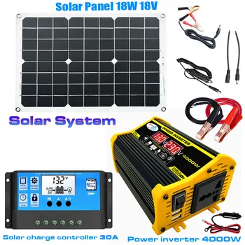 Invertor 4000W Sistem Solar Panou Solar Kit Complet cu Controler 30A 12V 220V Putere Solară taxei Stabilite pentru Masina Acasa Camping