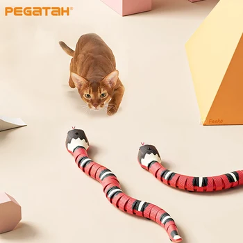 Jucarii pisica Inteligent de Detectare Sarpe Electric Jucarii Interactive USB de Încărcare Pisica Accesorii Pentru animale de Companie Câini Amuzant Joc Jucărie
