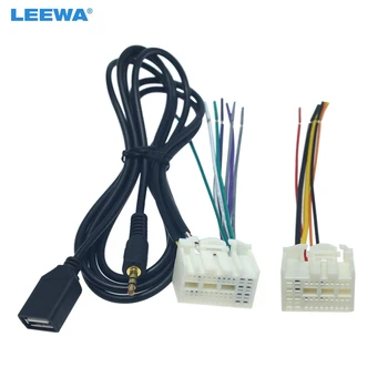 LEEWA Stereo Auto Radio Cablaj Adaptor cu AUX(3.5 mm)/Conector USB Plug Pentru KIA K2/K3/K4/Elantra/Mistra/Tucson #CA6231