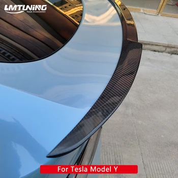 LMTUNING Tesla Model Y Matt Real Fibra de Carbon, Spoiler Portbagaj Buza Exterioara Spate Kit pentru 2021 2022 2023 Styling Accesorii（Mat）
