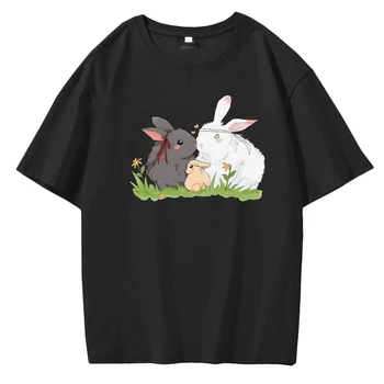 Mo Dao Zu Shi Tricou Wangxian Iepuras Drăguț Tricou de Vara Bumbac 100 Neimblanzita Camiseta Fete Anime Teuri Cadou Topuri Y2k Feminin O-gât