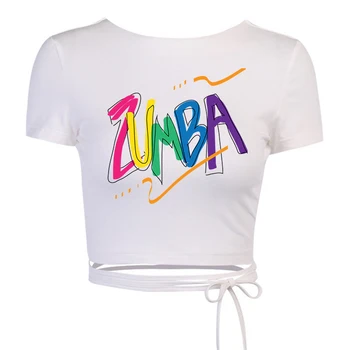 Moda Zumba Crop Top Dance Fitness Litere Grafic De Imprimare T Tricoul Y2k Estetice Haine Kawaii Maneca Scurta Tricouri Sexy