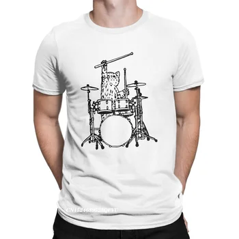 Nebun Pisica Amuzant Joc Tobe Negru T-Shirt Pentru Bărbați Premium Bumbac Tricou De Tobe Drummer Cu Tobele Tricou Plus Dimensiune Topuri