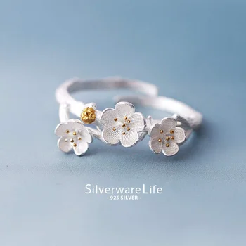 New Sosire Elegant Argint 925 Floare De Prune Inele Pentru Femei Marime Inel Moda Bijuterii