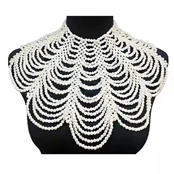 Noi de Mari Dimensiuni Colier de Perle lucrate Manual Lanț de Umăr pentru Femei Bijuterii Dramatice Stil Plajă de Nunta de Moda San Lanț